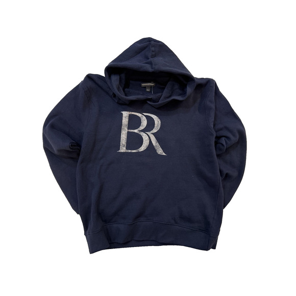 Banana Republic Hoodie Mens Medium Navy BR Logo Graphic Pullover Sweatshirt NWT - Picture 1 of 6